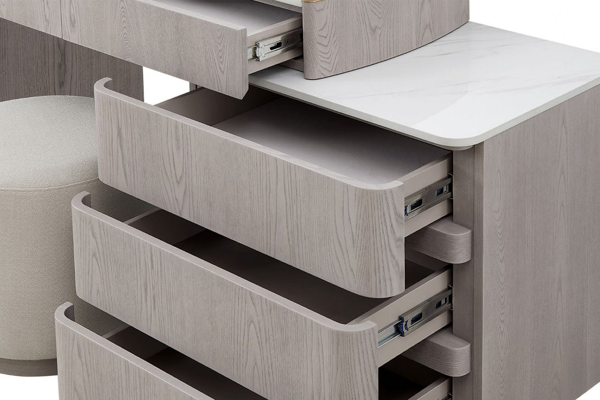 Mondello Dressing Table with Chest 5 Drawer Washed Oak