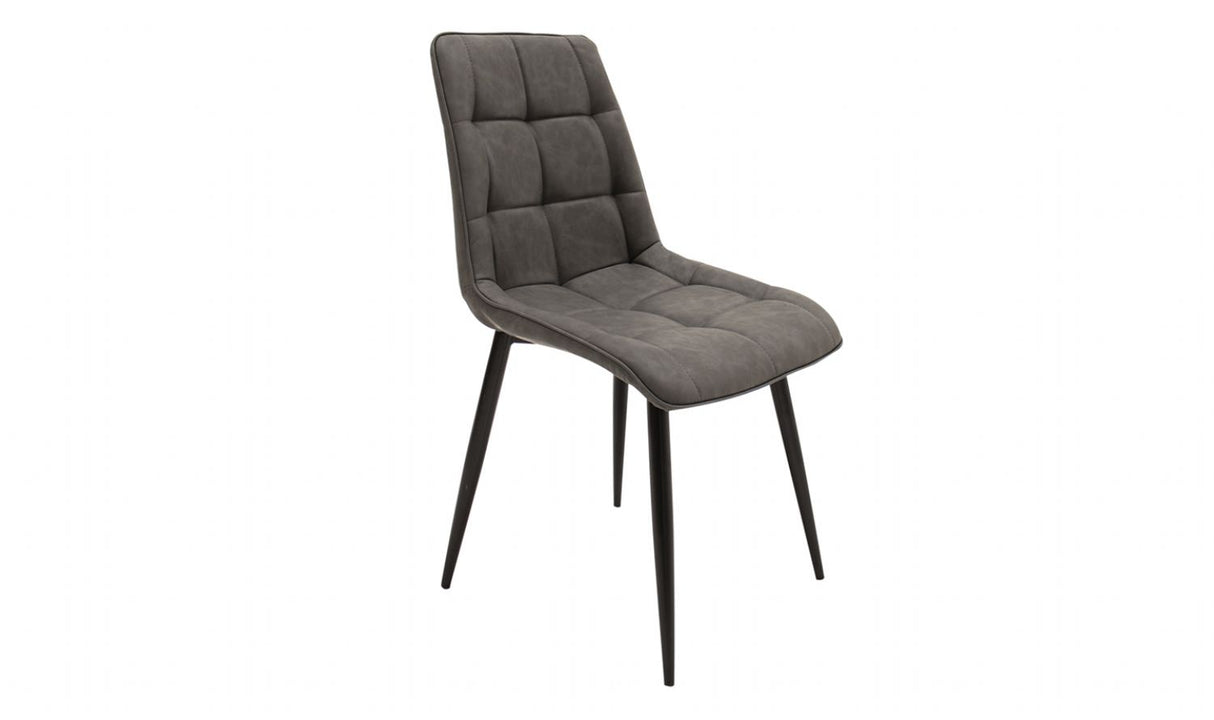 Grey Curved Back Padded Dining Chair Black Legs