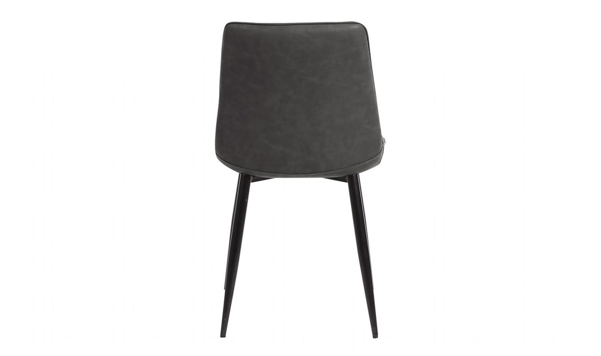 Grey Curved Back Padded Dining Chair Black Legs