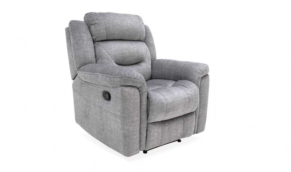 Grey Velvet Upholstered 1 Seater Manual Recliner Lounge Armchair