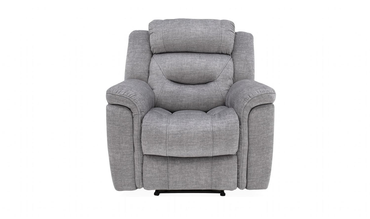 Grey Velvet Upholstered 1 Seater Manual Recliner Lounge Armchair
