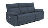 Blue Leather Match Fabric 3 Seater Electric Recliner Sofa