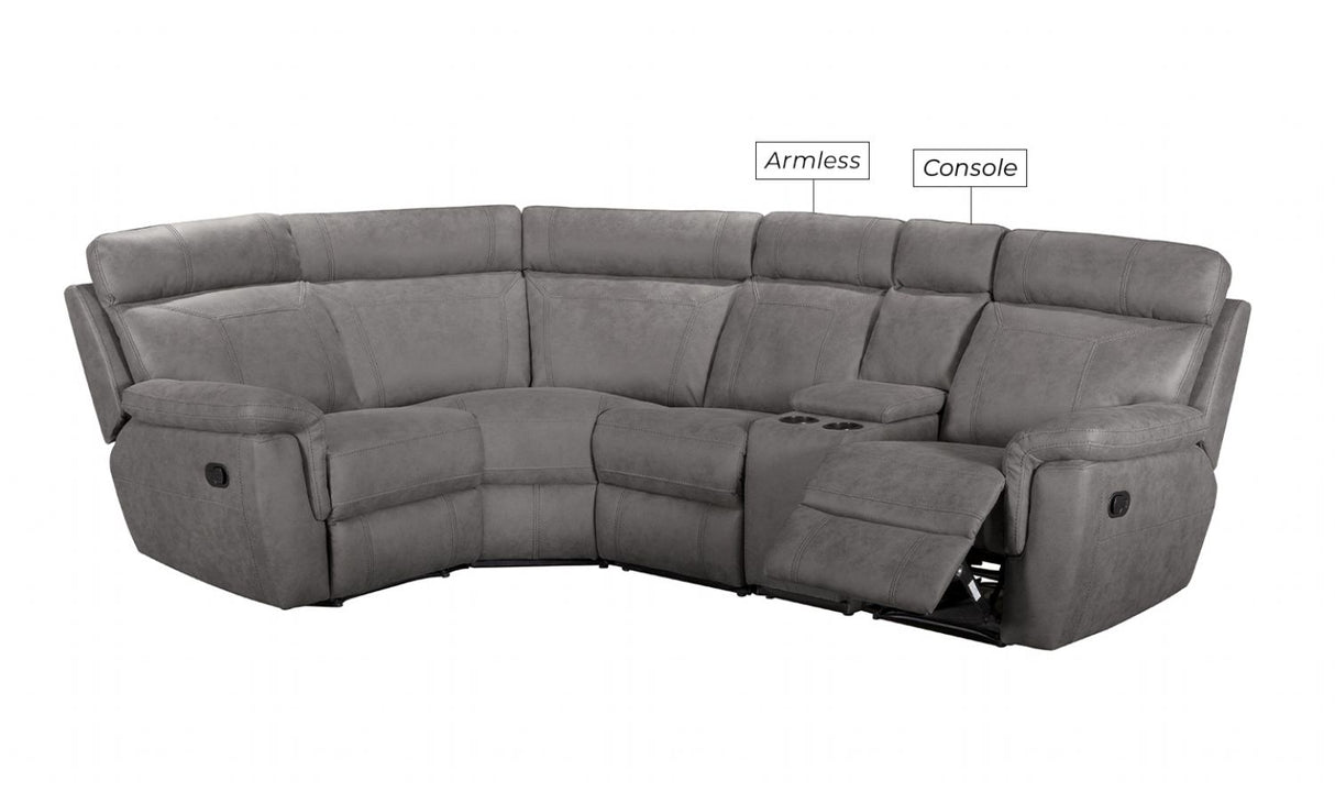 Modern Grey Fabric Armless Sectional Corner Group Sofa