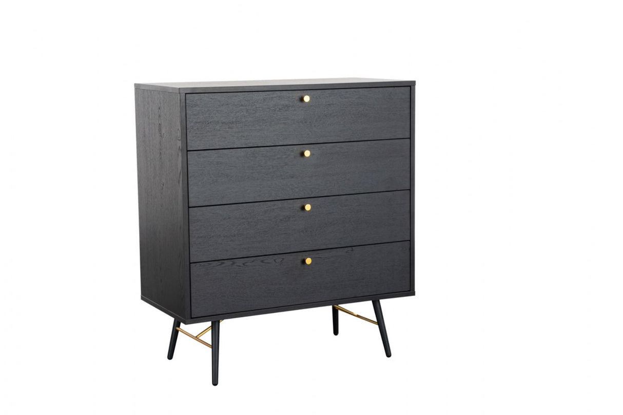 Black and Copper Chest of 4 Drawers
