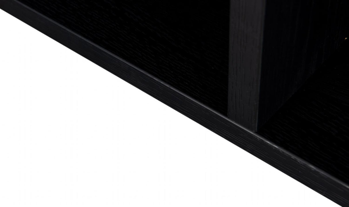 Black Oak Melamine 2 Shelves Console Hall Table with Metal Legs