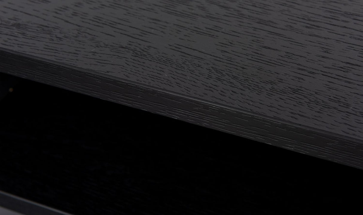 Black Oak Melamine 2 Shelves Console Hall Table with Metal Legs