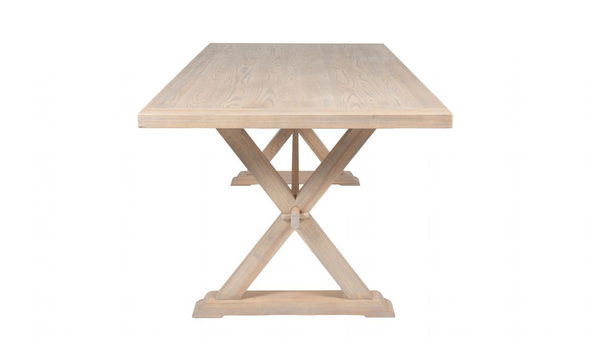 Rustic Natural Washed Oak 2.1m Large Dining Table Cross Legs