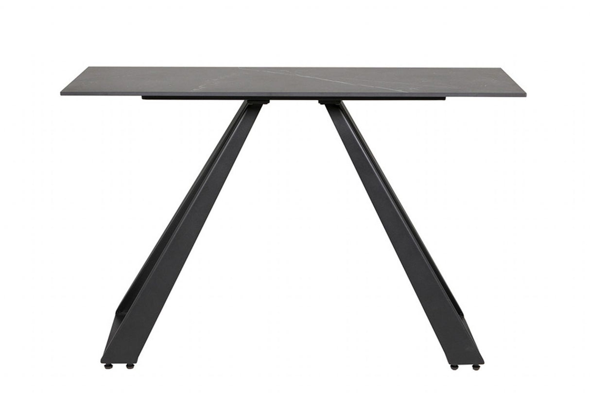 Modern Ceramic Glass Console Table Black Metal Base