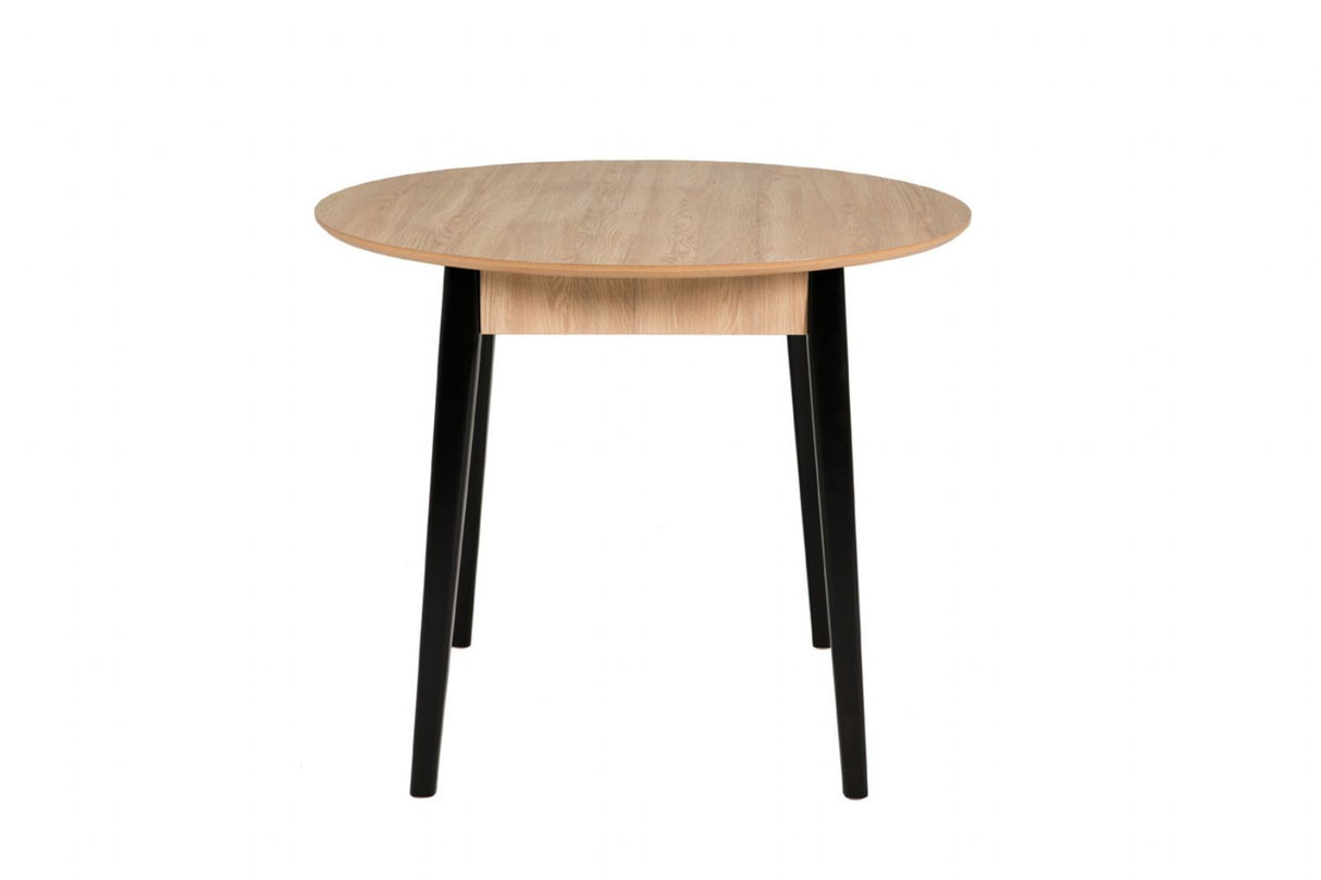 Dining Table Round 900 Oak Top Black Leg