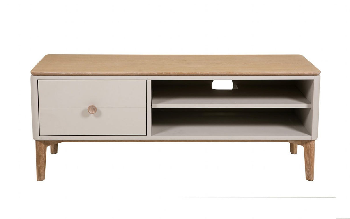 Taupe and Grey Cashmere Oak 1 Drawer TV Unit with Adjustable Shelf