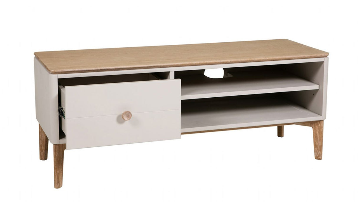 Taupe and Grey Cashmere Oak 1 Drawer TV Unit with Adjustable Shelf
