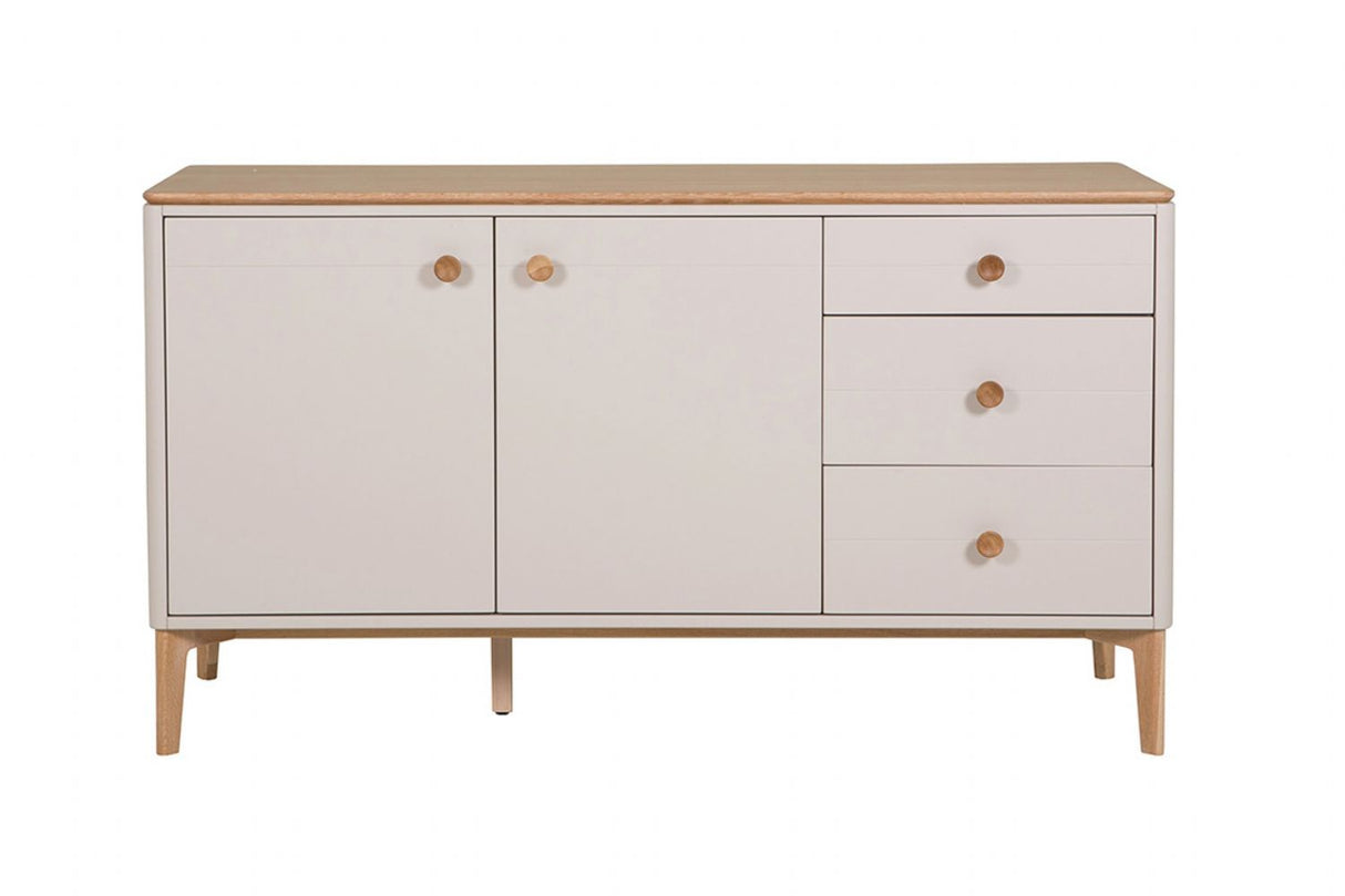 Scandi Taupe and Oak Large 2 Door 3 Drawer Sideboard