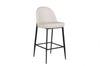 Taupe Cream Leather Kitchen Bar Stool Black Metal Framed