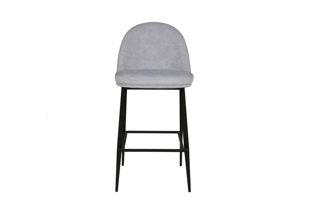 Grey Fabric Bar Stool Black Legs