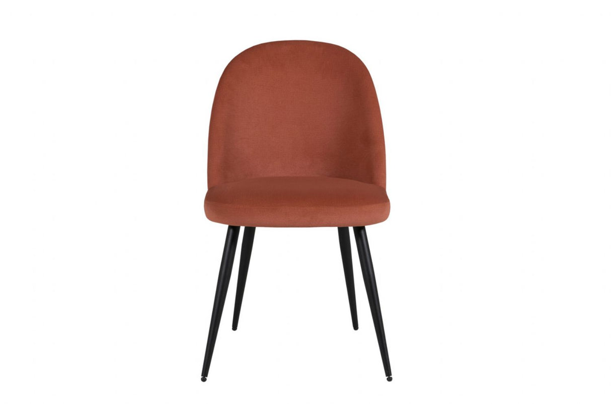 Coral Velvet Fabric Dining Chair Black Metal Legs