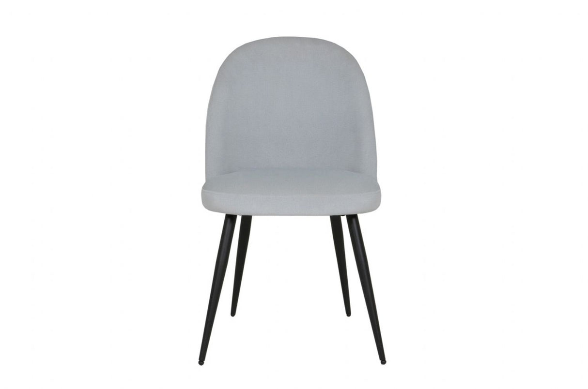 Silver Velvet Fabric Dining Chair Black Metal Legs