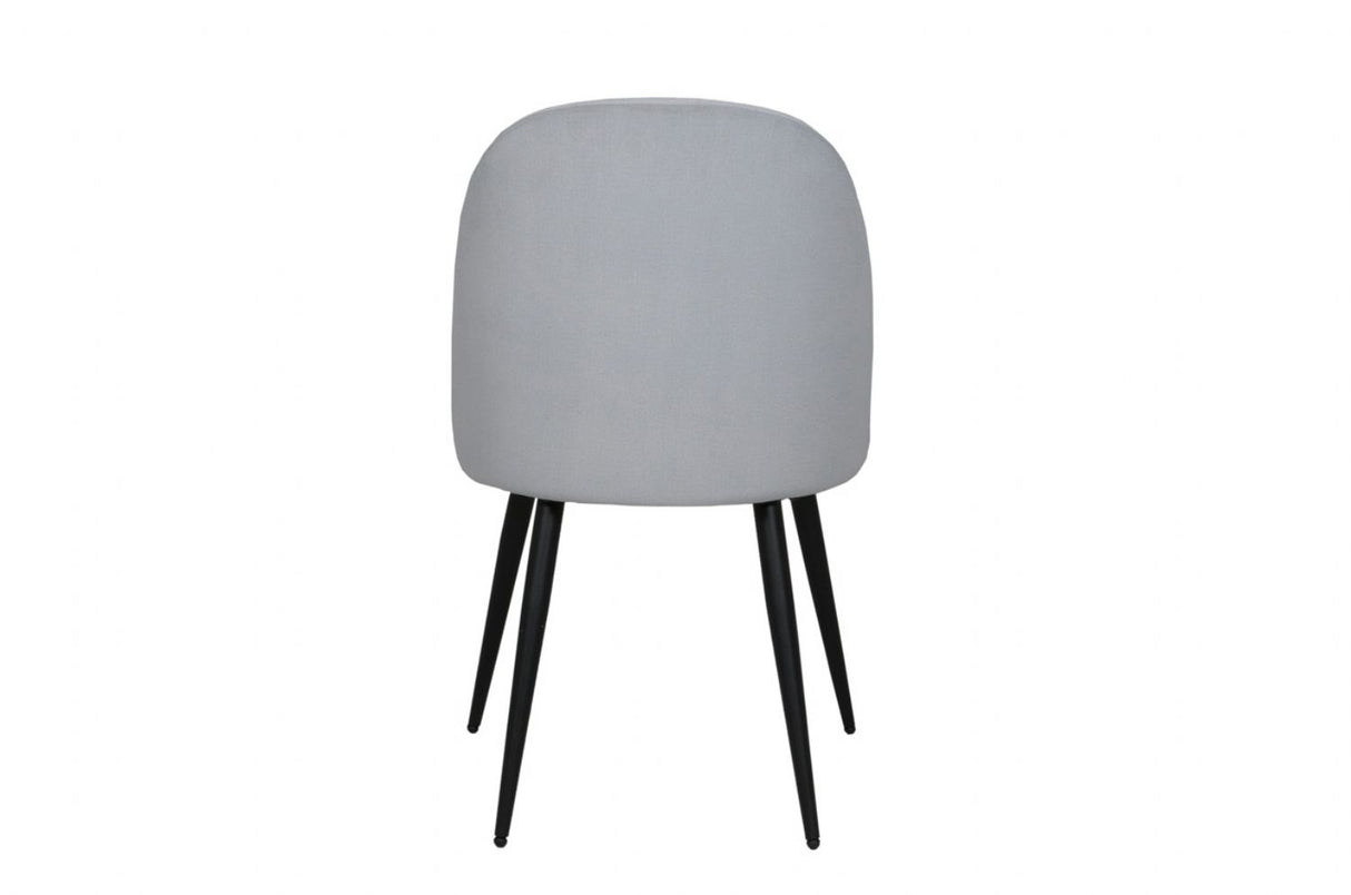 Silver Velvet Fabric Dining Chair Black Metal Legs