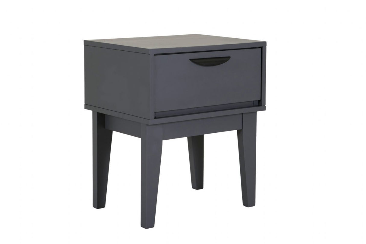 Modern Dark Grey Wooden 1 Drawer Bedside Table