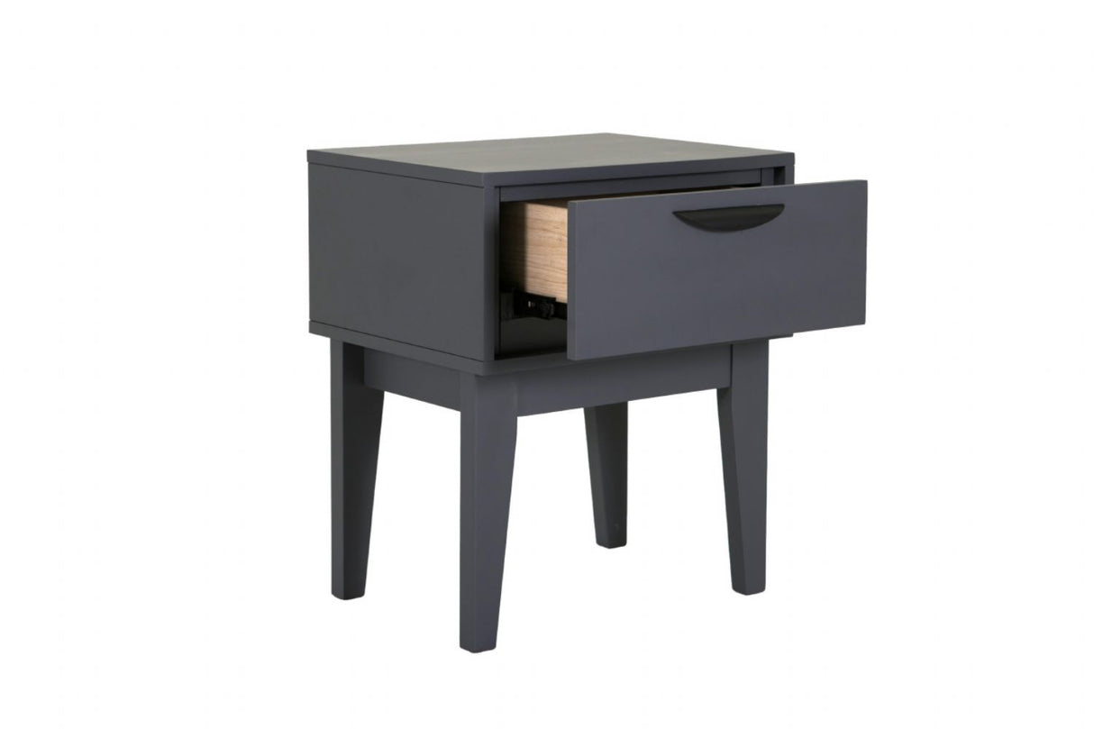 Modern Dark Grey Wooden 1 Drawer Bedside Table