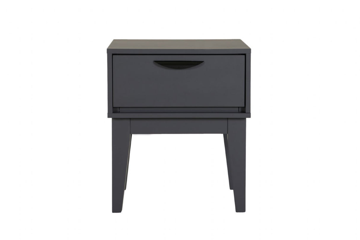 Modern Dark Grey Wooden 1 Drawer Bedside Table