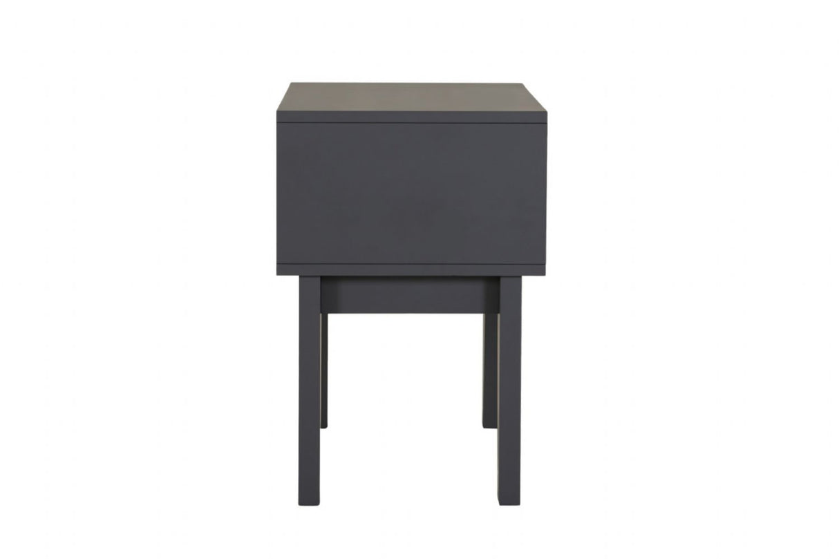 Modern Dark Grey Wooden 1 Drawer Bedside Table