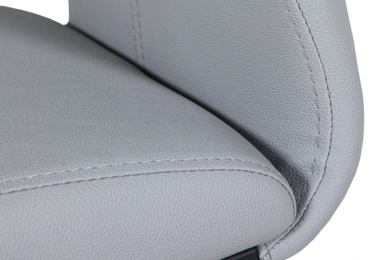 Putty Grey Leather Dining Chair Black Cantilever Metal Legs