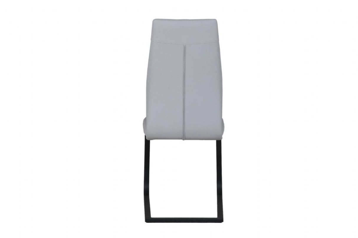 Putty Grey Leather Dining Chair Black Cantilever Metal Legs