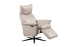 Cream Leather Upholstered Electric Reclining Swivel Accent Chair