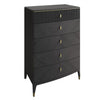 Black dresser with gold accents on a white background