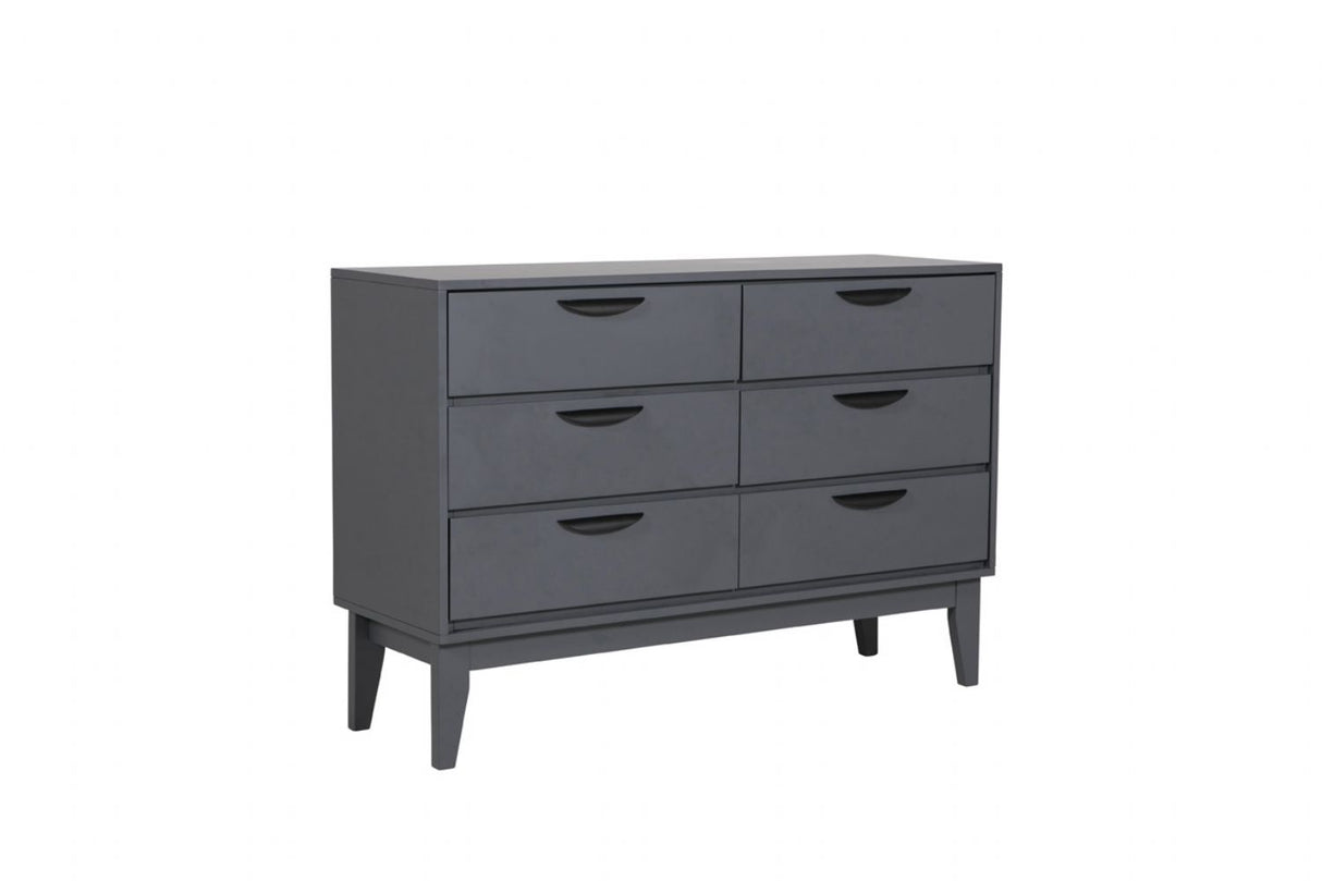 Dark Grey Wide Bedroom Chest of 6 Drawers