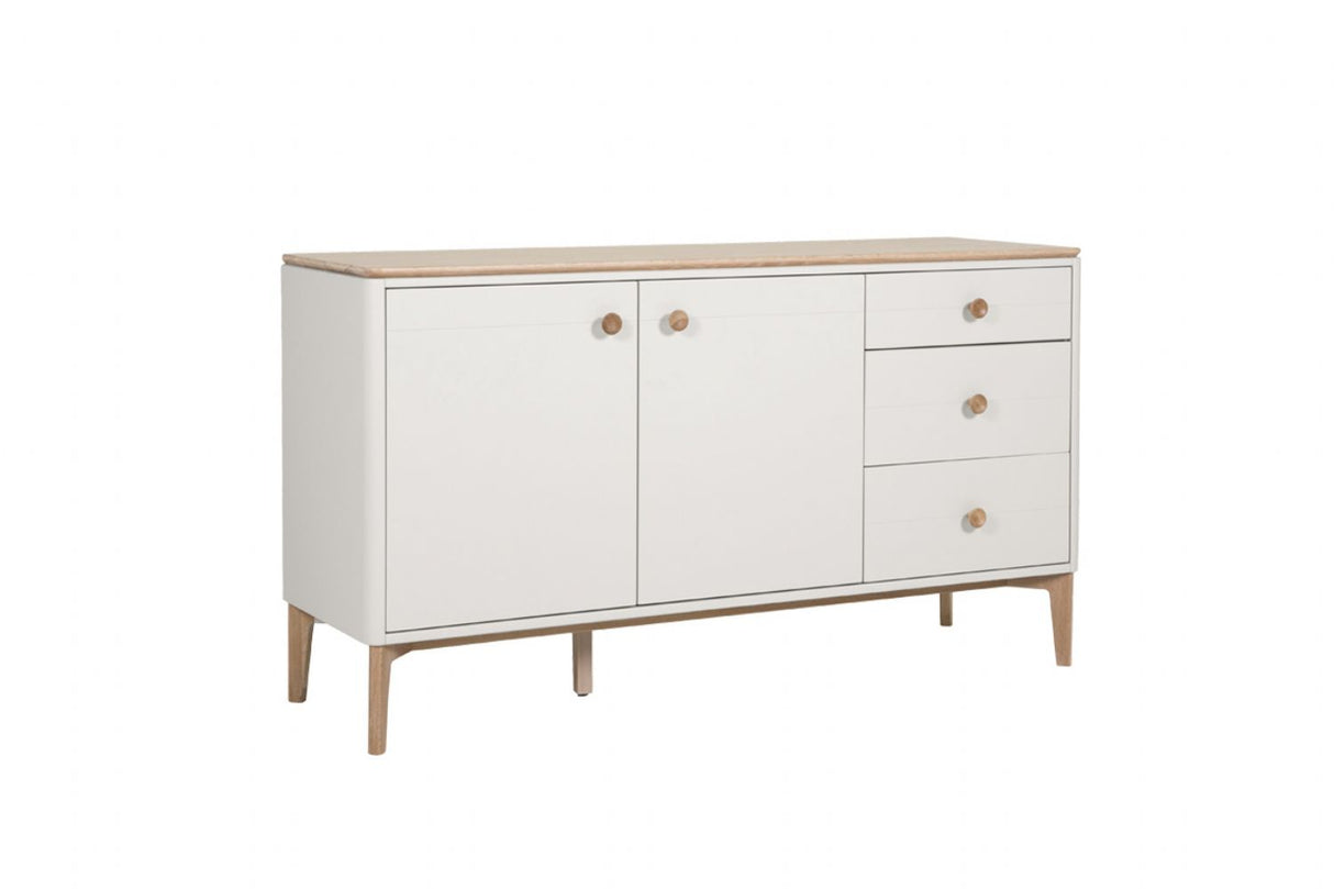 Scandi Taupe and Oak Large 2 Door 3 Drawer Sideboard