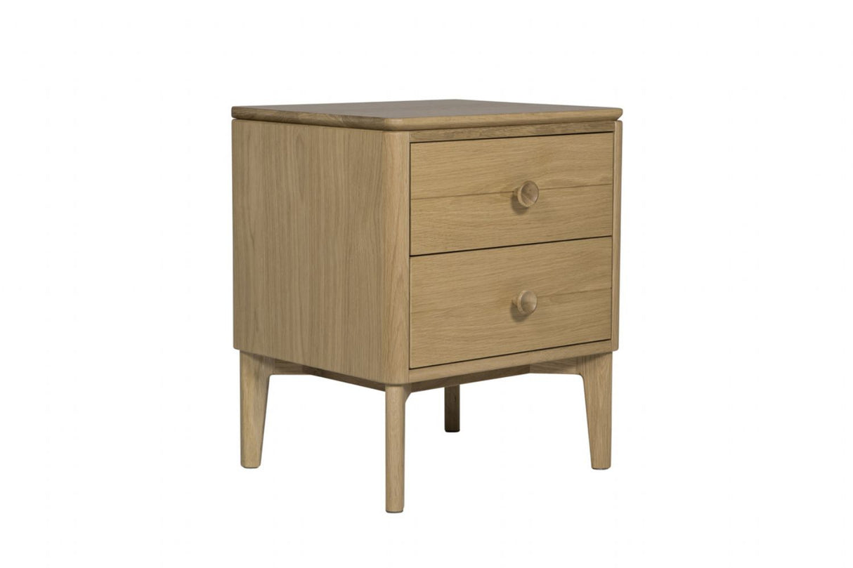 Natural Oak Wooden 2 Drawer Bedside Table Chest