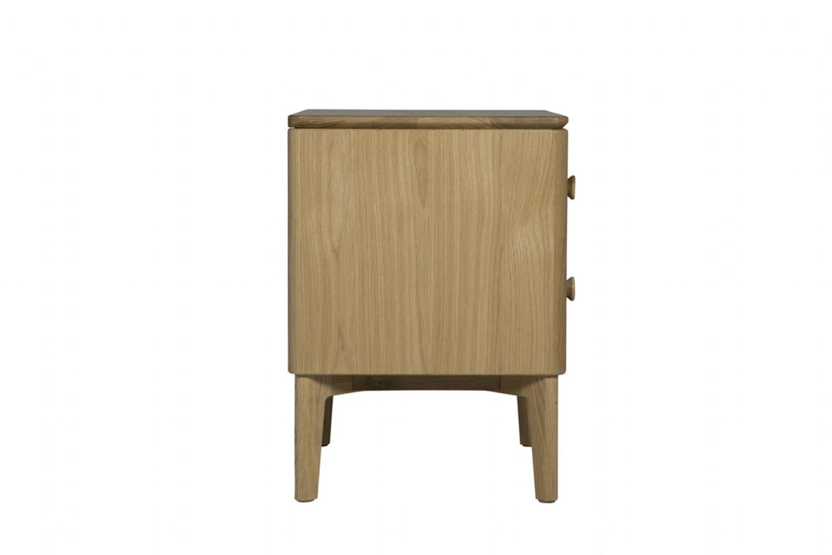 Natural Oak Wooden 2 Drawer Bedside Table Chest