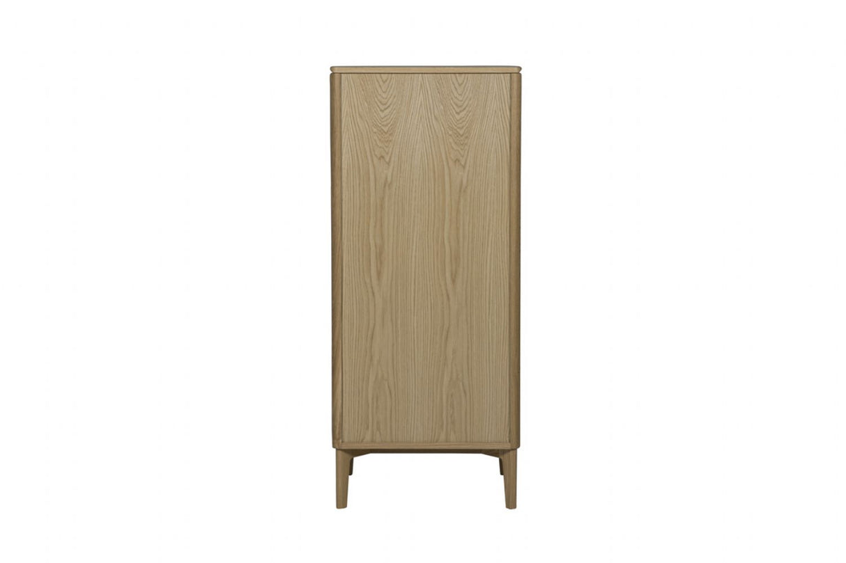 Modern Natural Oak Tall 5 Drawer Chest and Pin Style Legs