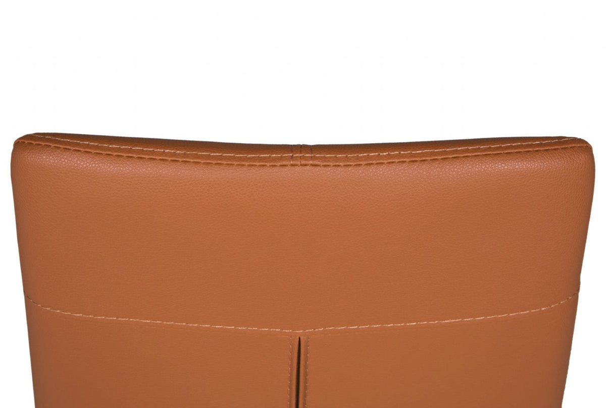 Modern Tan PU Leather Bar Stool Cantilever Metal Legs