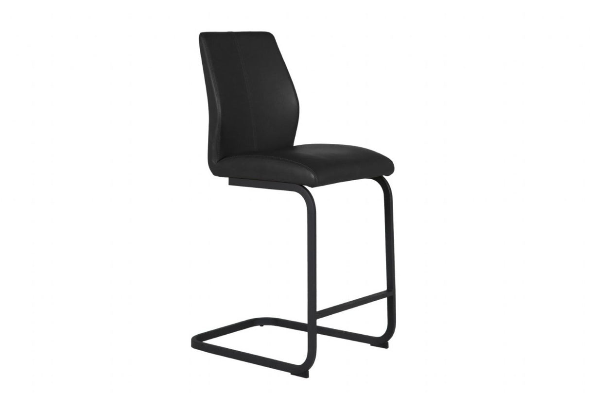 Black Leather Bar Stool Black Metal Cantilever Legs