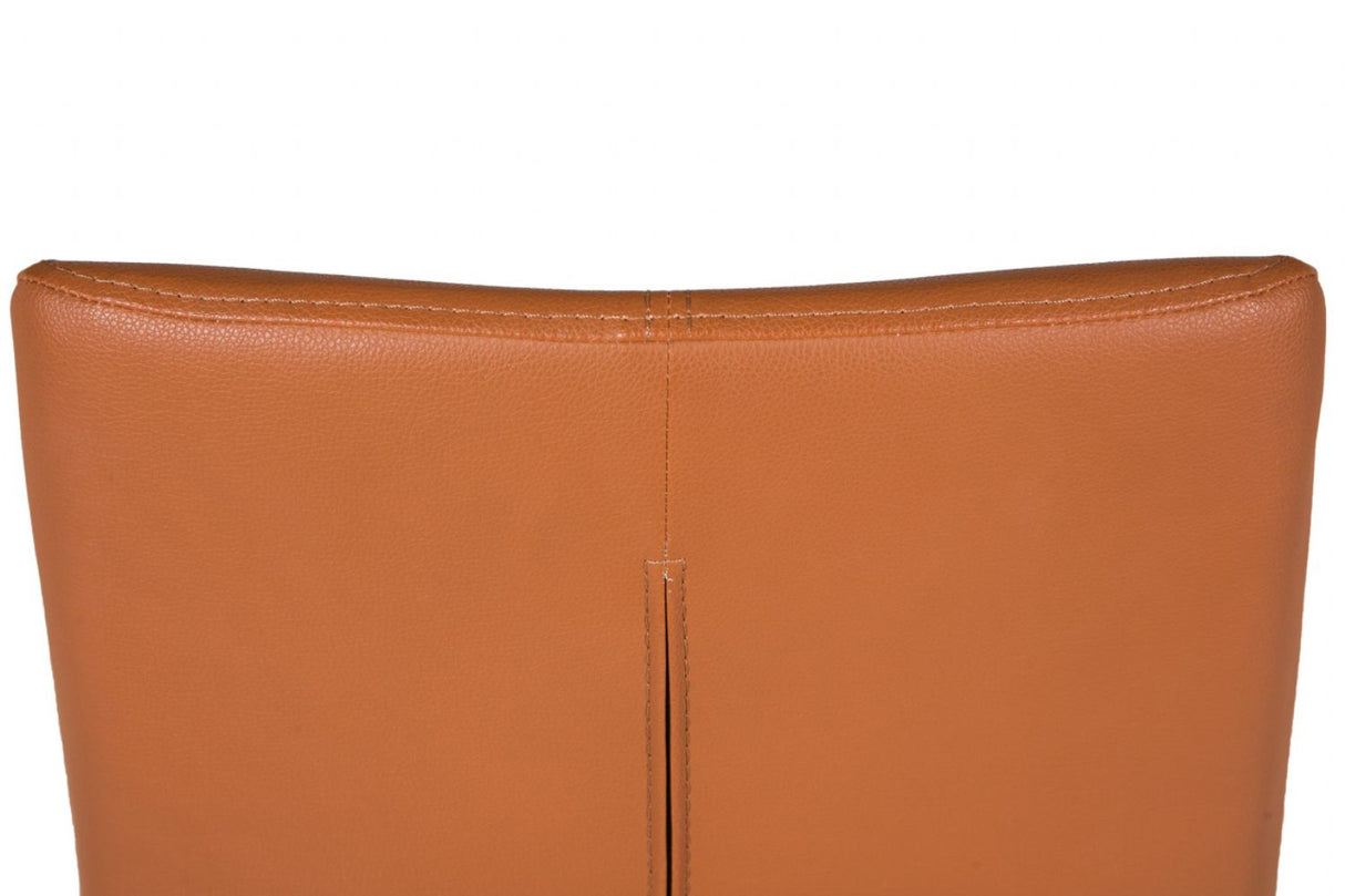 Modern Tan PU Leather Bar Stool Cantilever Metal Legs