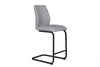 Modern Grey PU Leather Bar Stool Cantilever Metal Legs