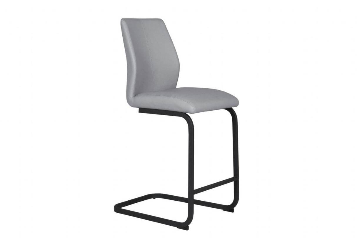 Modern Grey PU Leather Bar Stool Cantilever Metal Legs