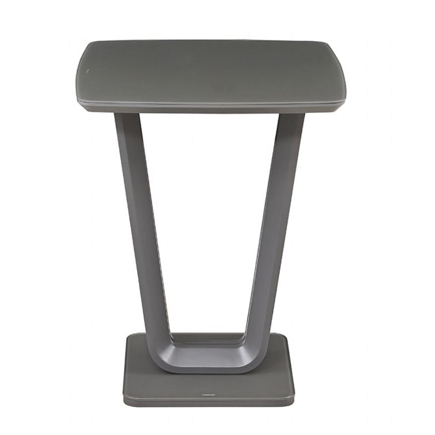 Matt Graphite Grey 80cm Square Bar Table with Glass Top