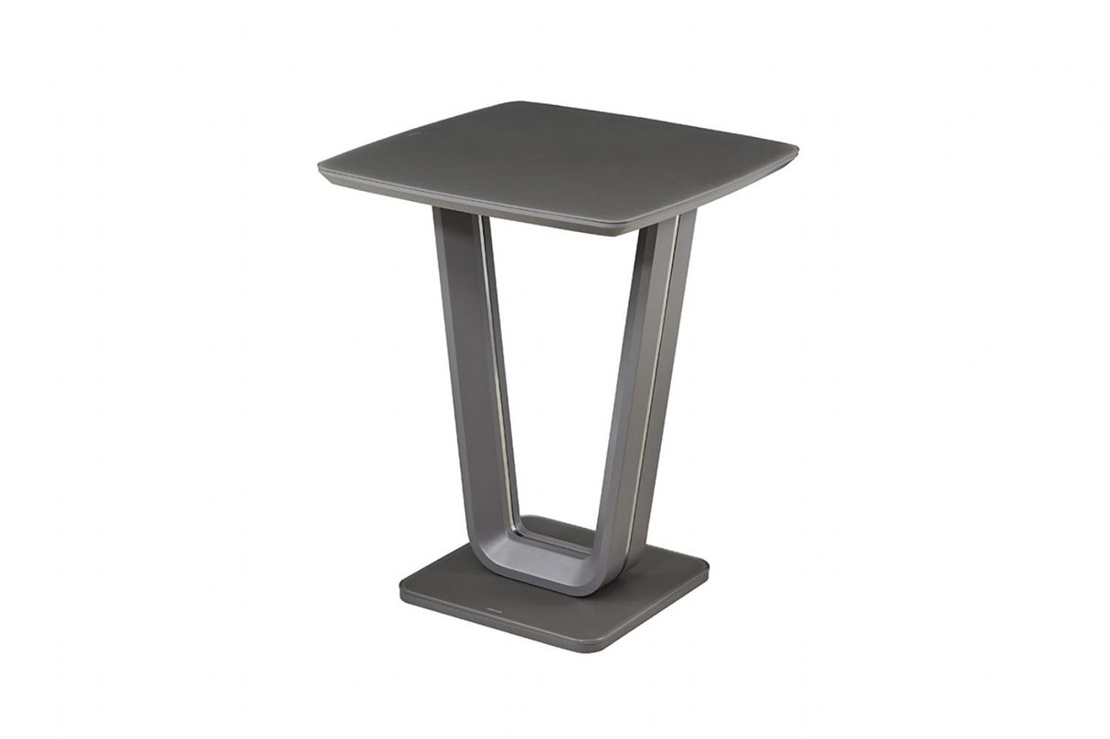 Matt Graphite Grey 80cm Square Bar Table with Glass Top