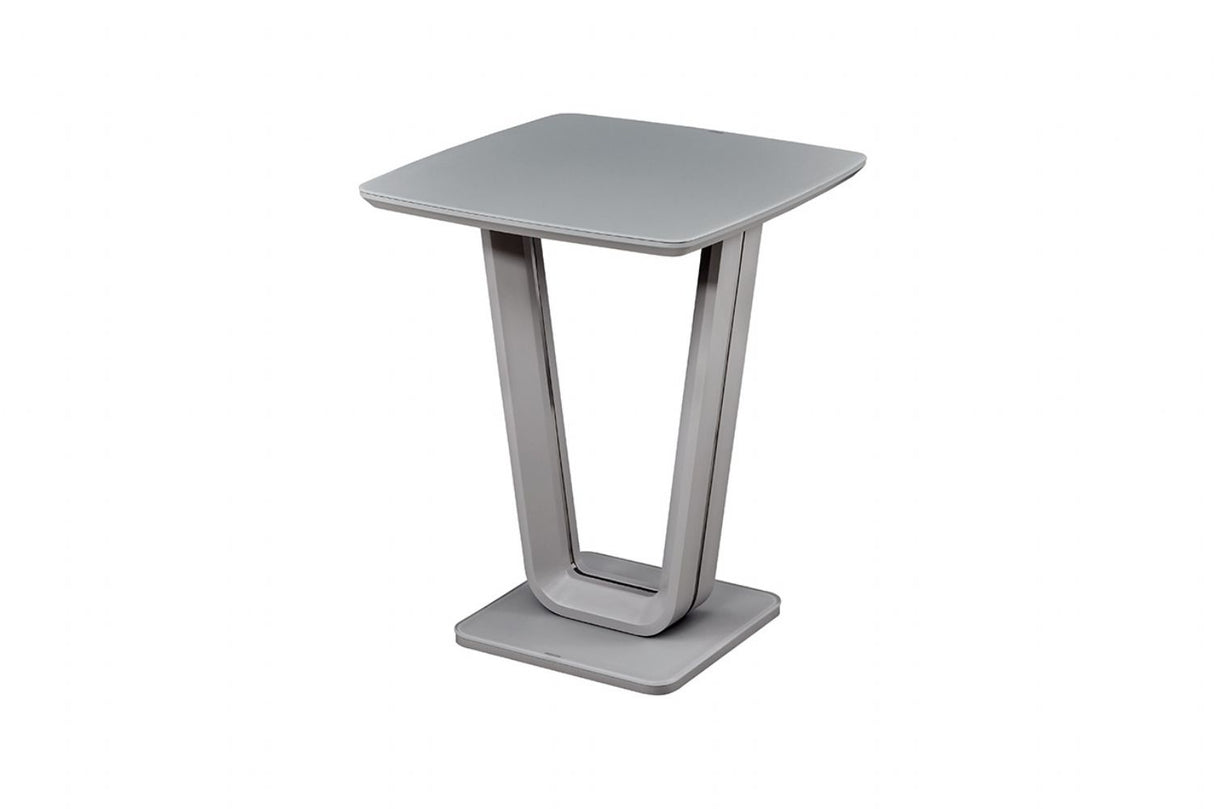 Matt Light Grey 80cm Square Bar Table with Glass Top