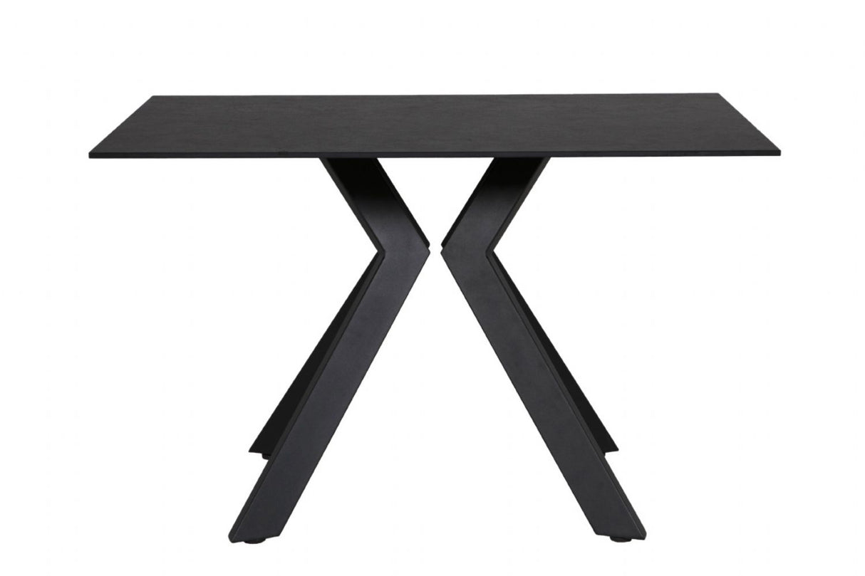 Black Metal 1.6m Dining Table with Heat Resistant Top