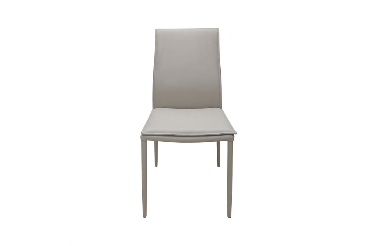 Mocha Plain Leather Dining Chair with Tapered Legs