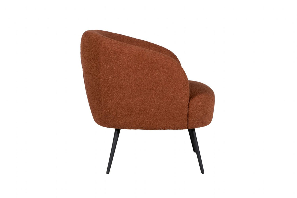 Rust Orange Boucle Fabric Occasional Tub Chair Black Legs