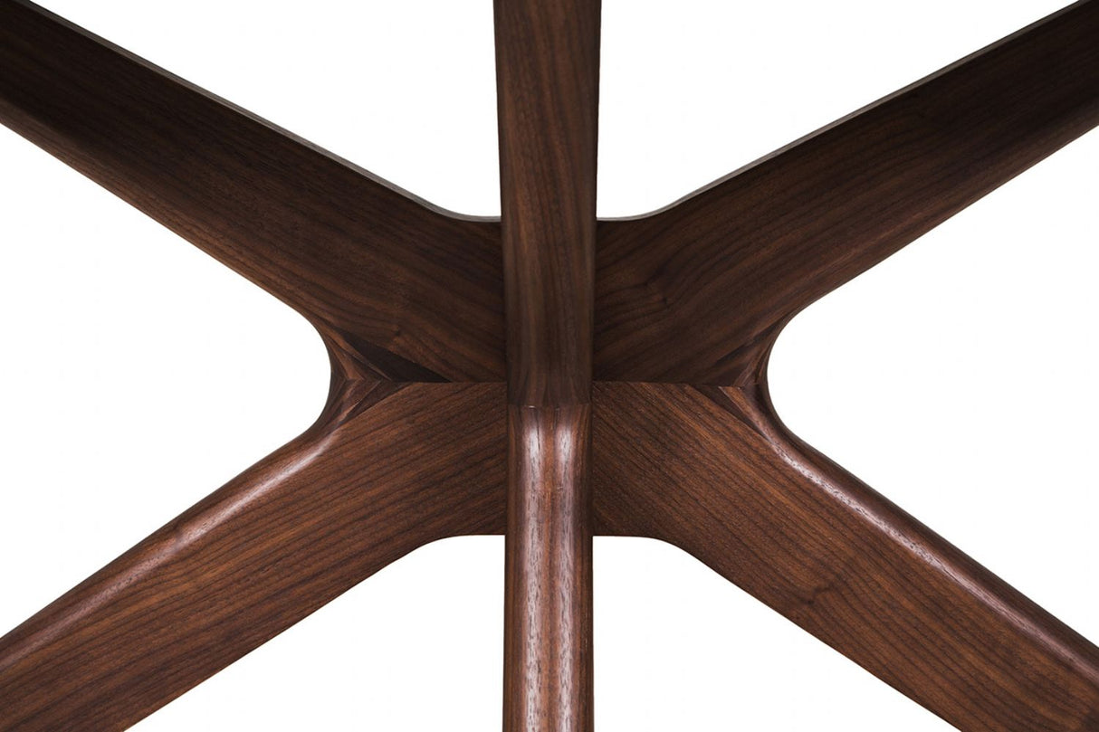Large Walnut 180cm Rectangular Dining Table Stone Effect Top