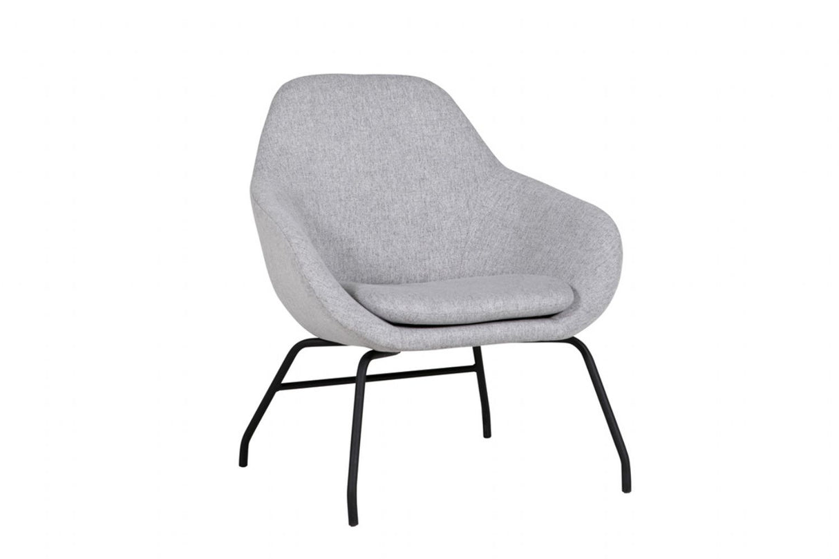 Grey Fabric Accent Chair with Black Metal Legs