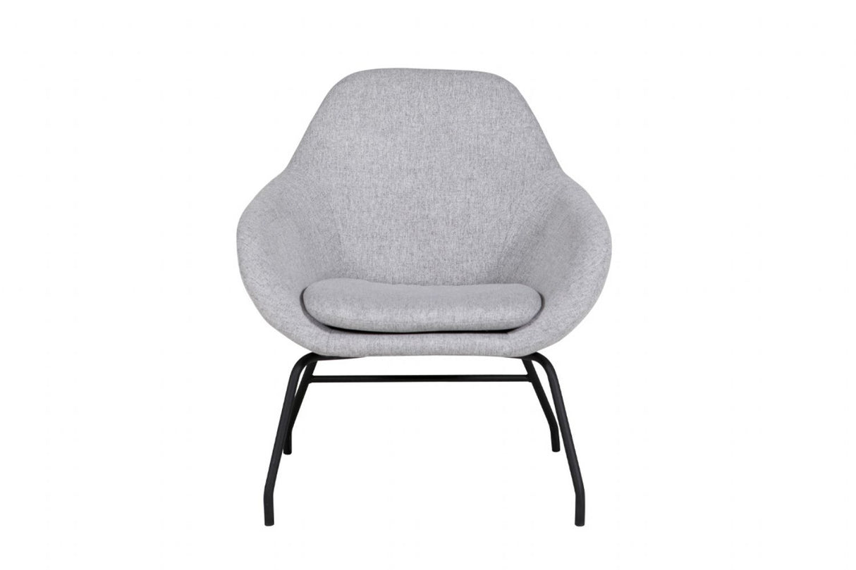 Grey Fabric Accent Chair with Black Metal Legs