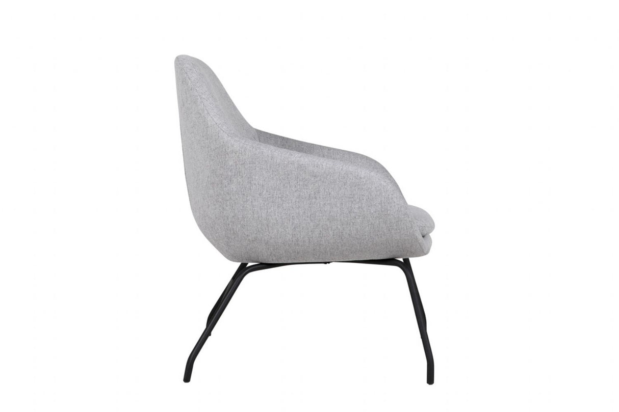 Grey Fabric Accent Chair with Black Metal Legs