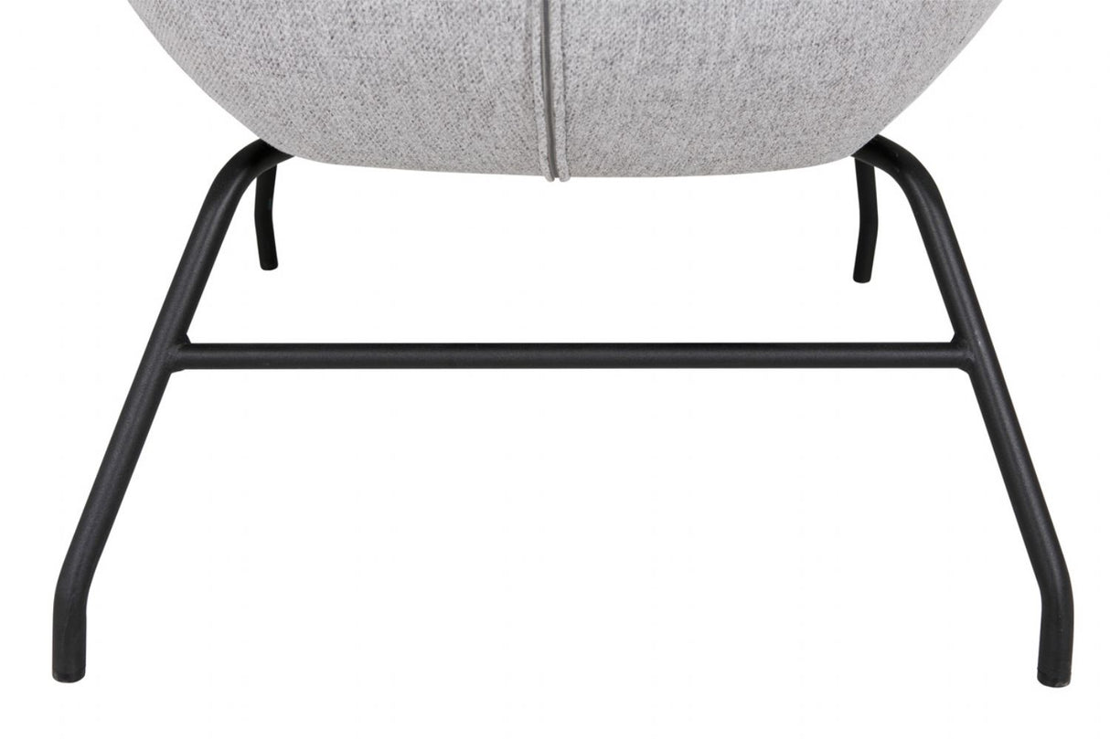 Grey Fabric Accent Chair with Black Metal Legs